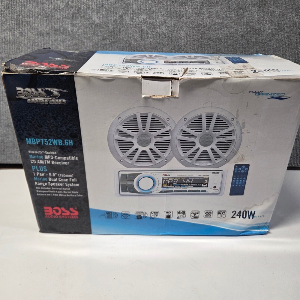 Boss Audio MBP752WB.6H Marine Bluetooth CD Receiver 6.5 Inch Speakers Kit